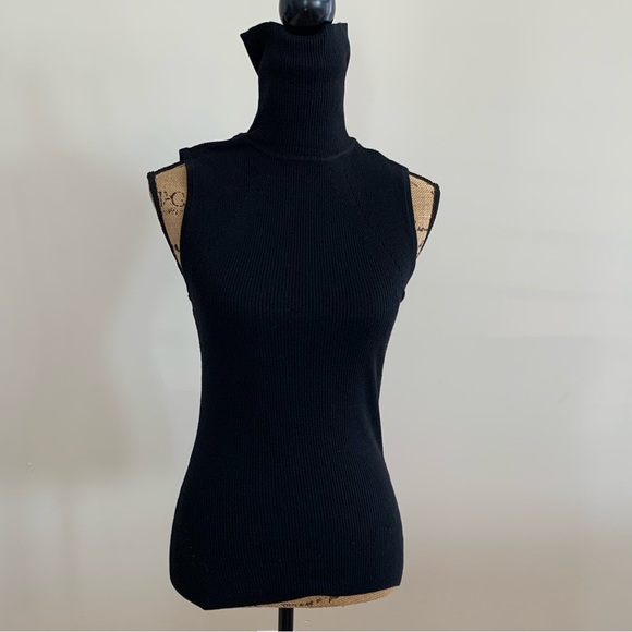WHBM womens sleeveless ribbed turtleneck sweater black size small - Picture 7 of 12